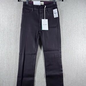 DL1961 Mara Straight Mid-Rise Instasculpt Ankle Jeans Aubergine Plum Denim 25